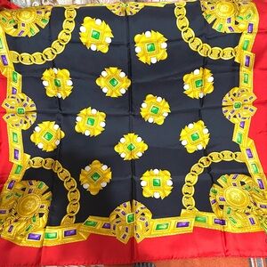 CELINE ❤️🌟GOLD JEWEL SILK SCARF W/ HAND-ROLLED EDGES⭐️